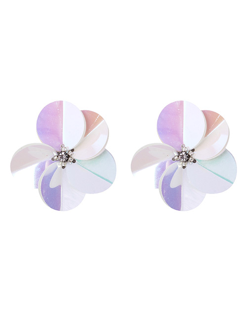 Fashion Multi-color Flowers Decorated Color Mathcing Earrings