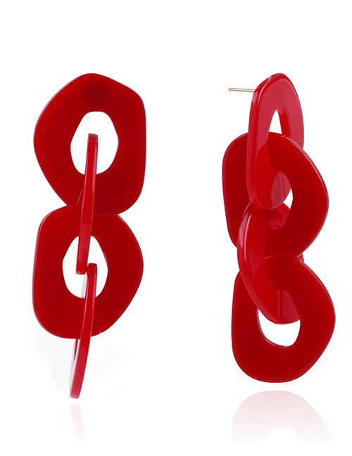 Fashion Red Chains Shape Design Pure Color Earrings