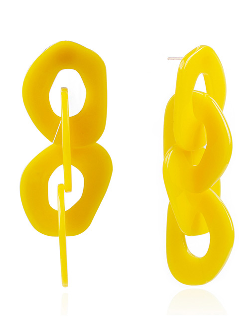 Fashion Yellow Chains Shape Design Pure Color Earrings