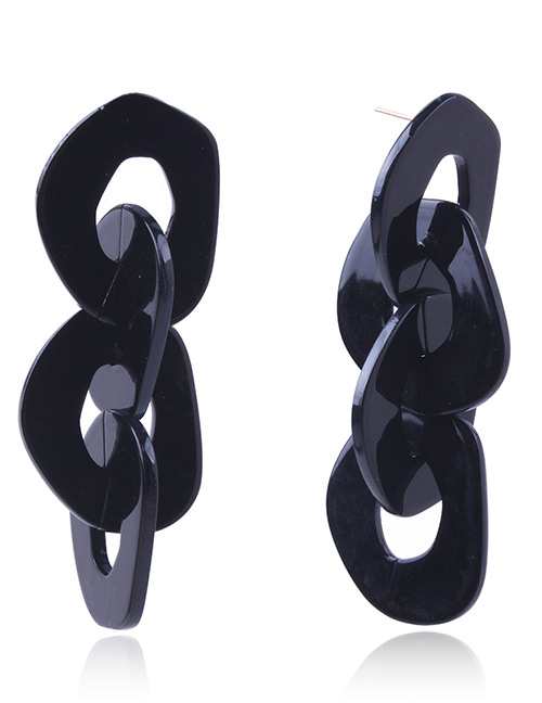 Fashion Black Chains Shape Design Pure Color Earrings