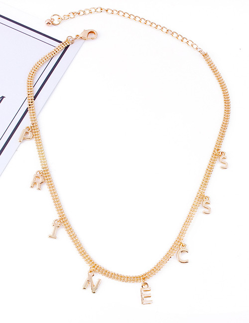 Fashion Gold Color Letter Pendant Decorated Necklace