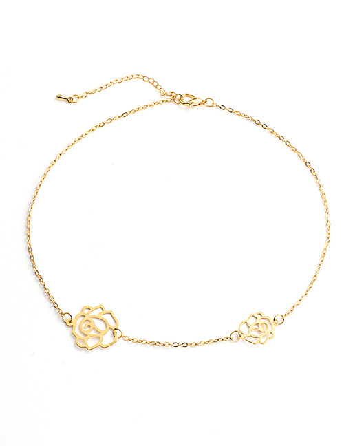 Fashion Gold Color Flowers Pendant Decorated Necklace