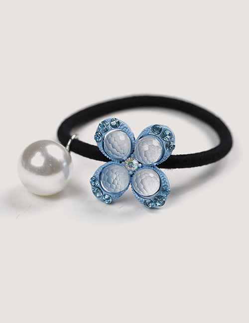Sweet Blue Pearls&flower Decorated Hair Band