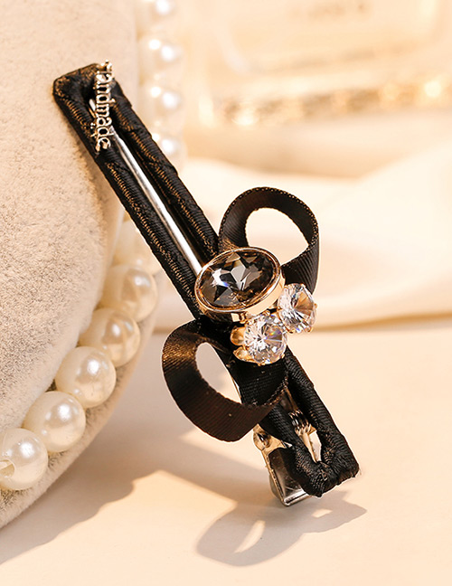 Sweet Black Bowknot&diamond Decorated Hairpin