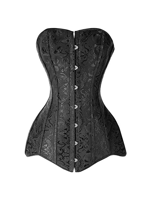Sexy Black Flowers Pattern Decorated Corset