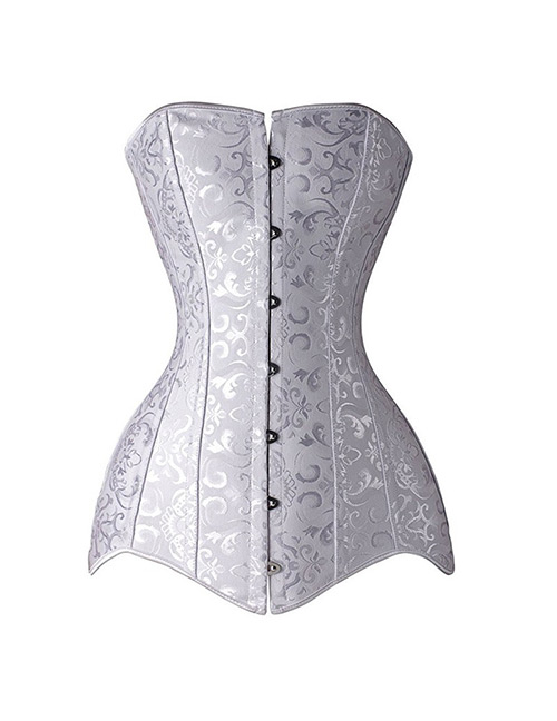 Sexy White Flowers Pattern Decorated Corset