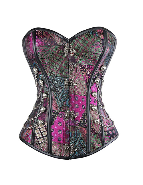 Sexy Purple Chains Decorated Punk Tight Corset
