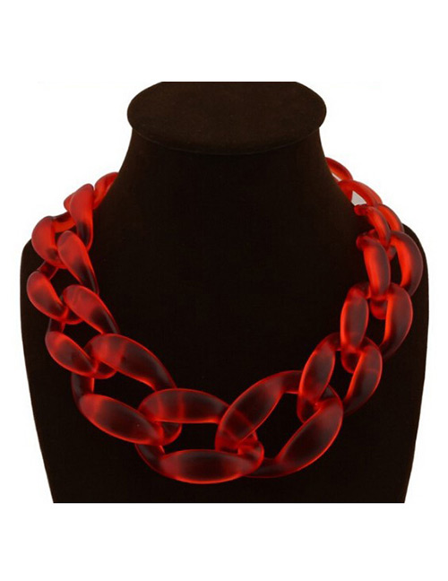 Fashion Red Pure Color Decorated Necklace
