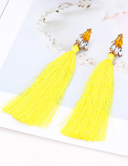 Elegant Yellow Tassel Decorated Long Earrings