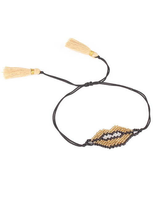 Fashion Khaki Lip&tassel Decorated Hand-woven Bracelet