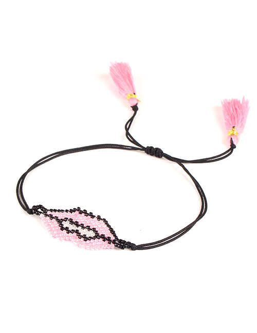 Fashion Pink Lip&tassel Decorated Hand-woven Bracelet