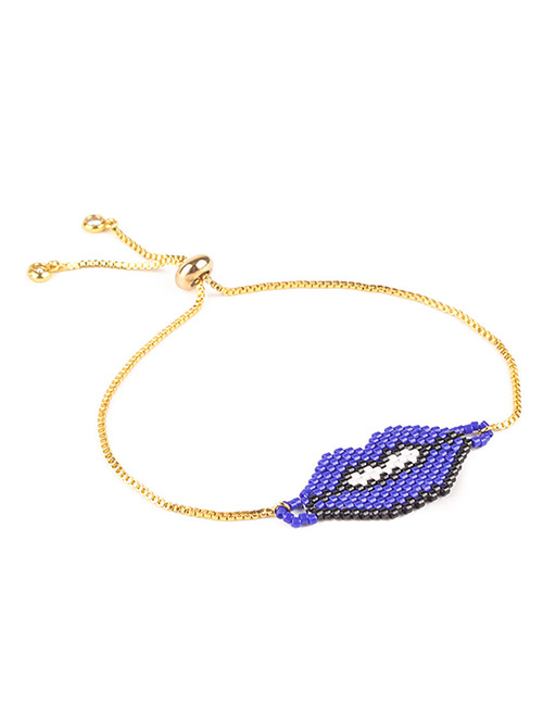 Fashion Sapphire Blue Beads Decorated Lip Shape Bracelet