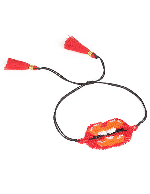Fashion Orange+red Tassel Decorated Beads Bracelet