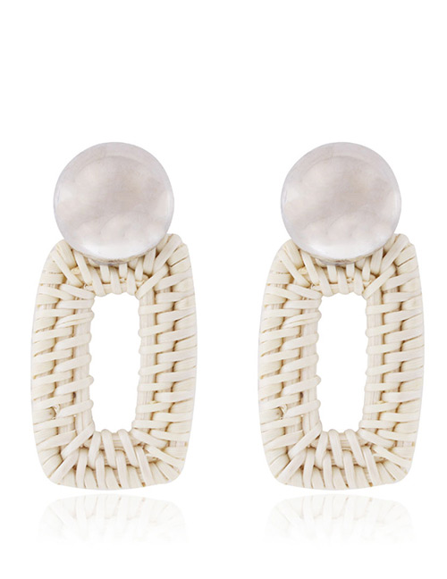 Fashion White Square Shape Decorated Earrings
