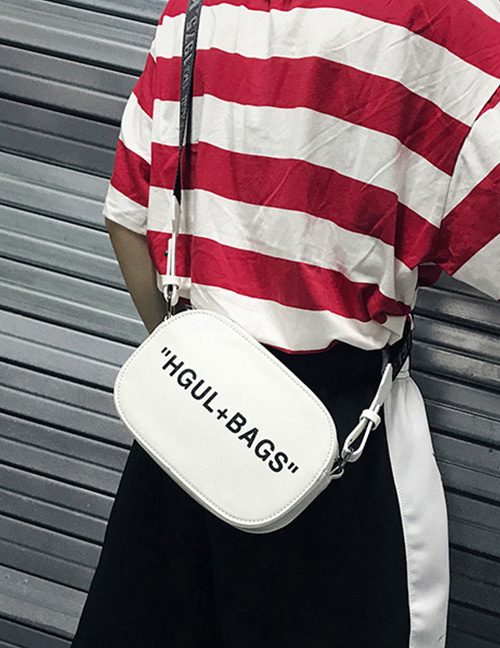 Fashion White Letter Pattern Decorated Bag
