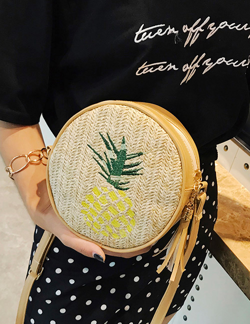 Fashion Khaki Pineapple Pattern Decorated Bag