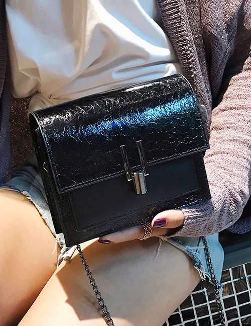 Fashion Black Pure Color Decorated Bag