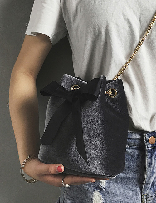 Fashion Gray Bowknot Shape Decorated Bag