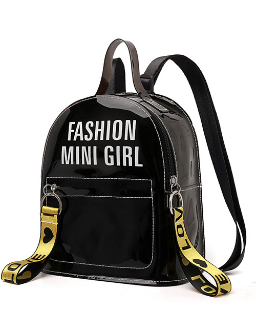 Fashion Black Letter Pattern Decorated Backpack
