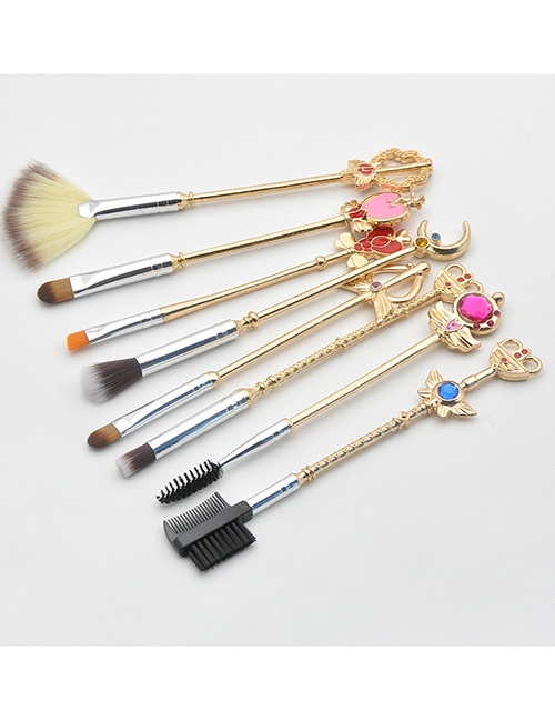 Fashion Gold Color Geometric Shape Decorated Makeup Brush(8pcs)