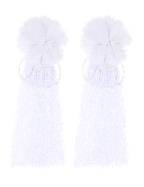 Fashion White Flower Shape Decorated Tassel Earrings