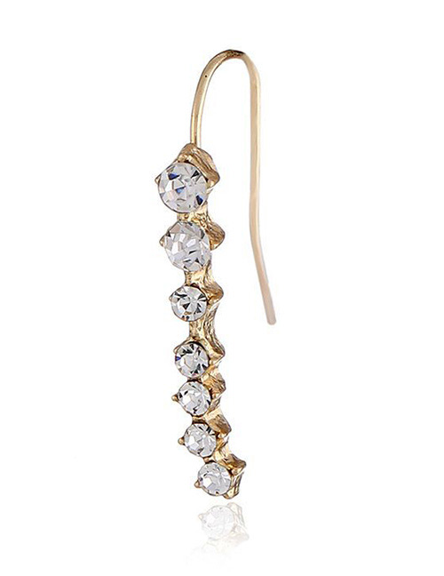 Fashion Gold Color Full Diamond Decorated Earring(1pcs)