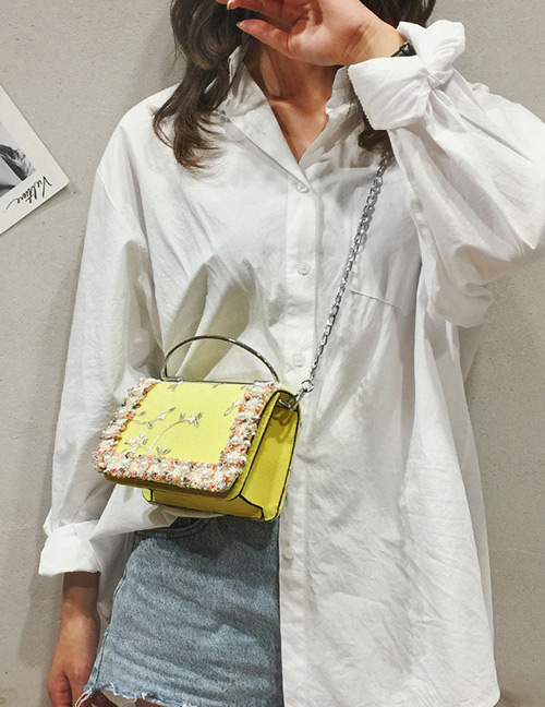 Fashion Yellow Flower Pattern Decorated Bag