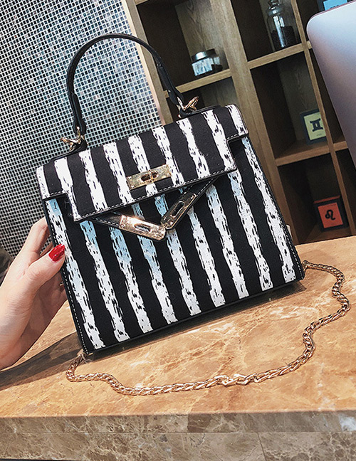 Fashion Black Stripe Pattern Decorated Bag