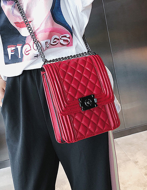 Fashion Red Grids Pattern Decorated Bag