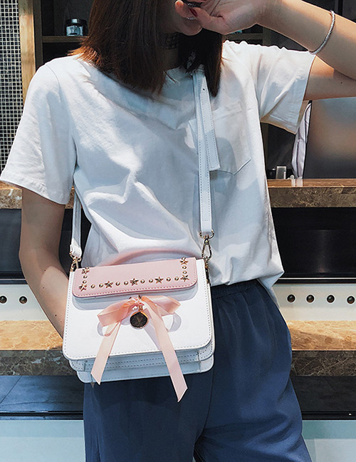 Fashion White+pink Bowknot Decoreted Bag