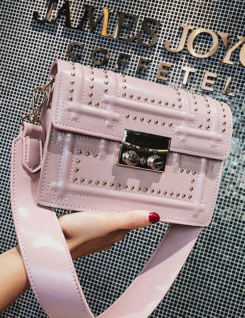 Fashion Pink Rivet Decorated Bag