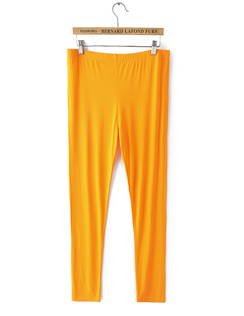 Fashion Orange Pure Color Decorated Pants