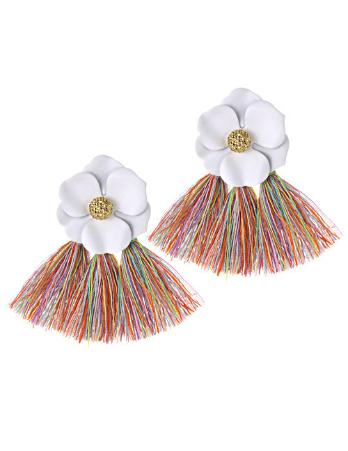 Fashion Multi-color Flower Shape Decorated Tassel Earrings
