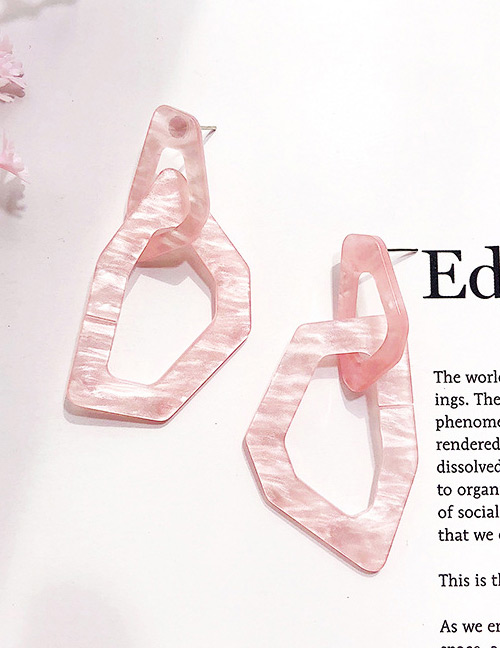 Fashion Pink Irregular Shape Decorated Earrings