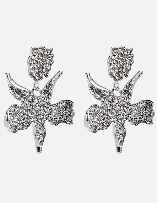 Fashion Silver Color Full Diamond Decorated Earrings