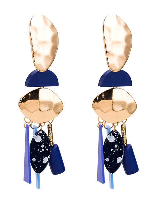 Fashion Blue Irregular Shape Decorated Earrings