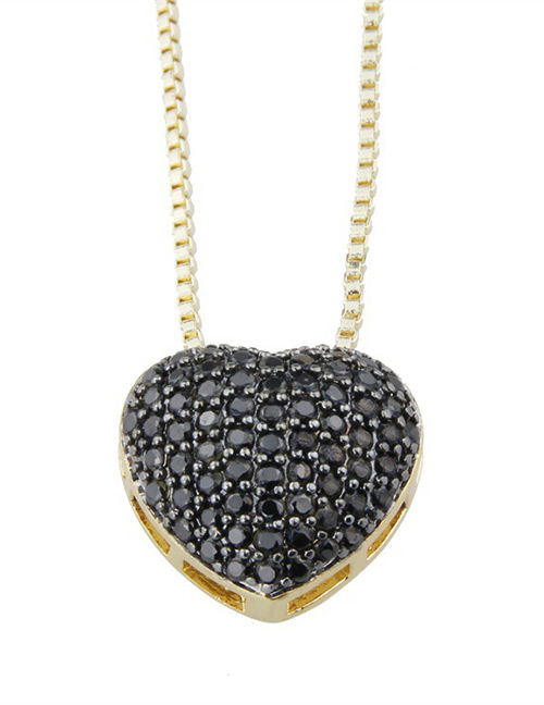 Fashion Black+gold Color Heart Shape Decorated Necklace