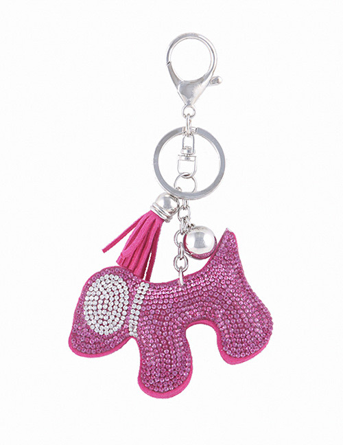 Fashion Plum Red Dogs Shape Decorated Keychain