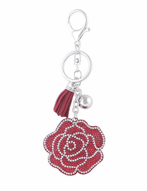 Fashion Red Flower Shape Decorated Keychain