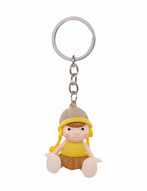 Fashion Yellow Doll Shape Decorated Keychain