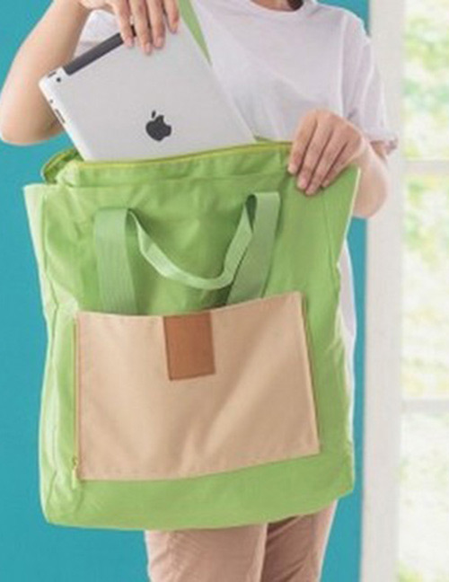 Fashion Green Color-matching Decorated Laptop Bag
