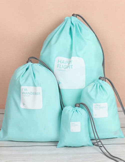 Fashion Blue Letter Pattern Decorated Storage Bag(4pcs)