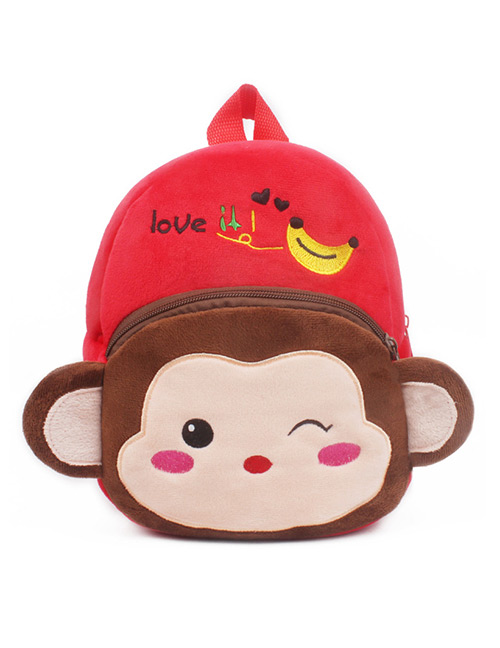 Fashion Red+brown Monkey Shape Decorated Bag
