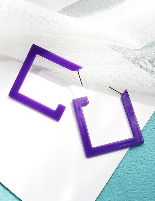 Fashion Purple Pure Color Decorated Earrings