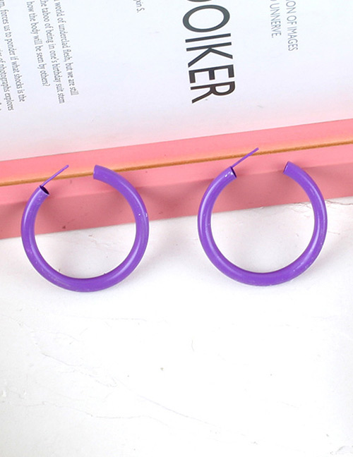 Fashion Purple Round Shape Decorated Pure Color Earrings