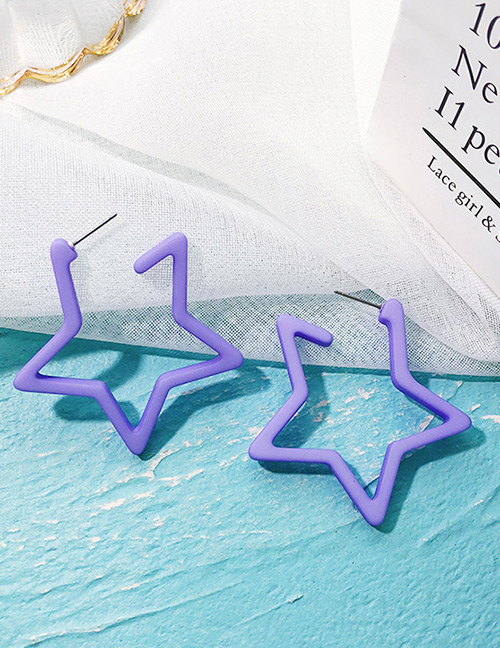 Fashion Purple Star Shape Design Pure Color Earrings