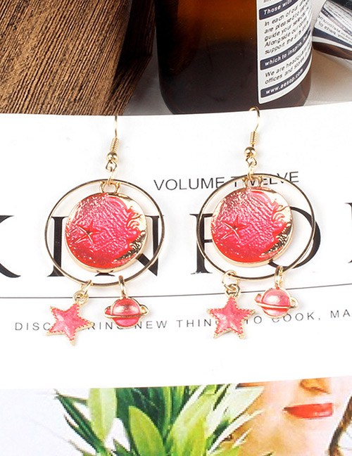 Fashion Pink Round Shape Decorated Earriings