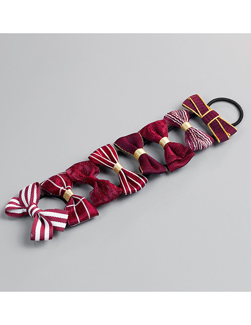 Fashion Claret Red Bowknot Shape Decorated Hair Band (8 Pcs)