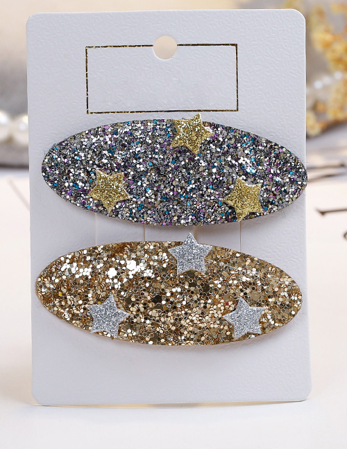 Fashion Gold Color+silver Color Star Shape Decorated Hair Clip (2 Pcs)