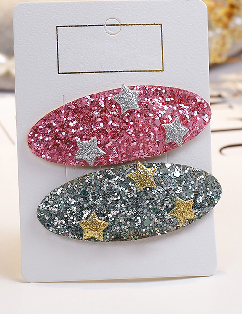 Fashion Pink+silver Color Star Shape Decorated Hair Clip (2 Pcs)